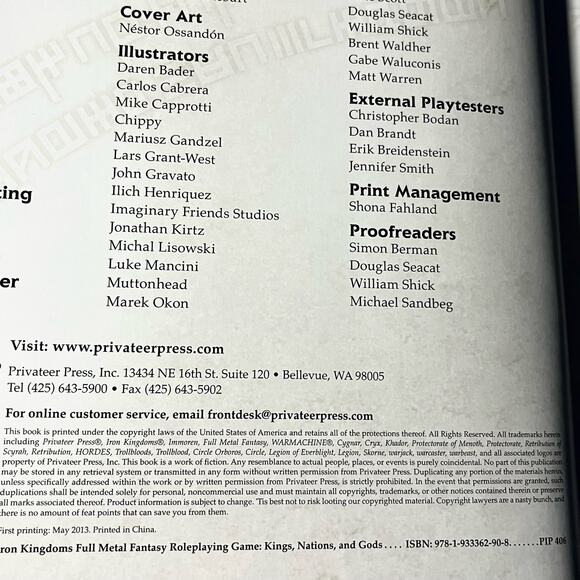 Iron Kingdoms: Kings Nations and Gods Full Metal Fantasy RPG Game Guide Book - Picture 6 of 8